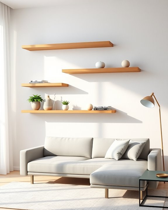modern floating shelf design