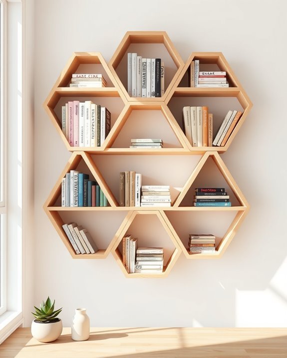 modern geometric bookshelf design