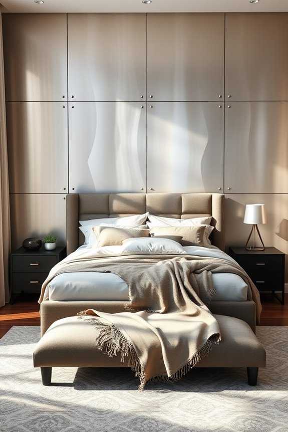 modern metallic bedroom decor