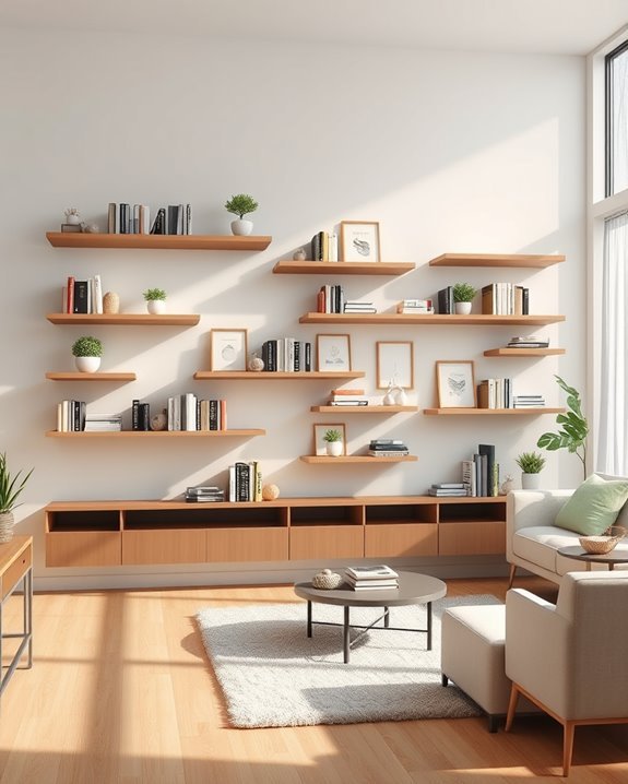 modern space saving floating shelves