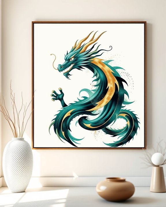 modern vibrant dragon art
