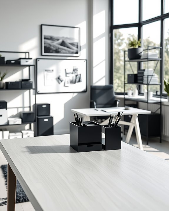 monochrome office storage solutions