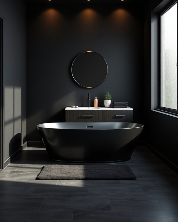 moody black bathroom ambiance