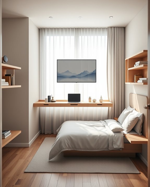 multifunctional floating desk setup