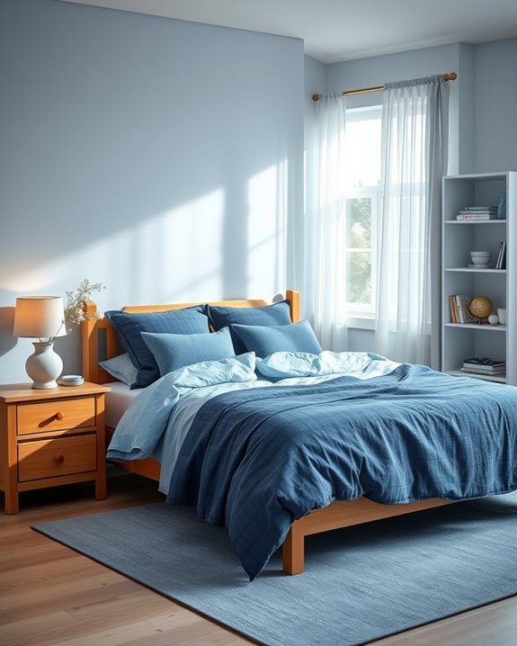 muted denim bedroom decor