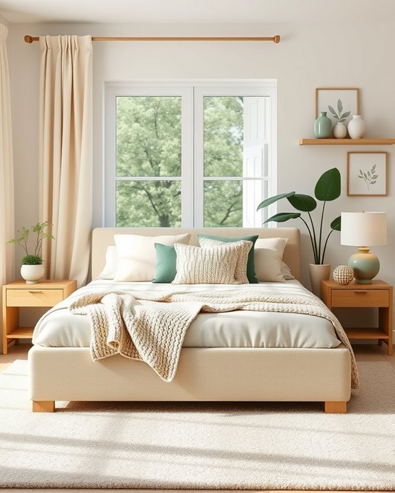 muted green bedroom accents