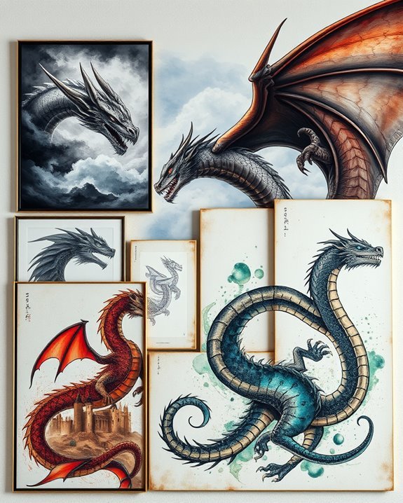 mythical dragon art collage