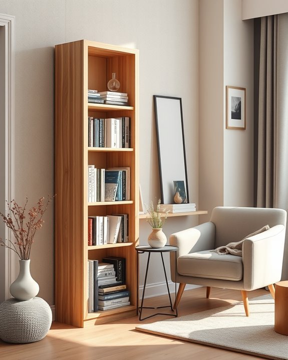 narrow bookshelves for small spaces