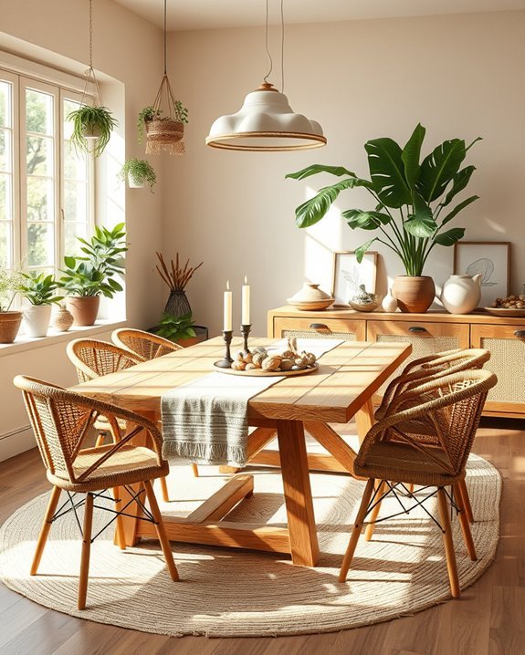 natural bohemian dining decor