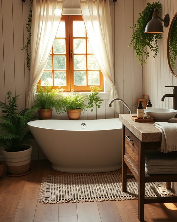 natural wood and textiles