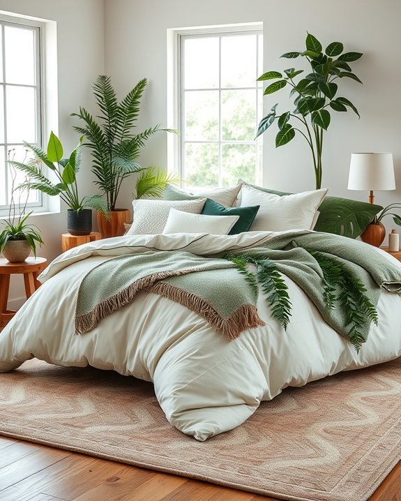 nature inspired bedroom greenery