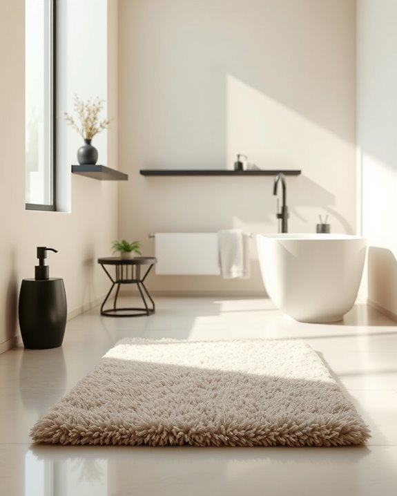 neutral bath mats enhance ambiance