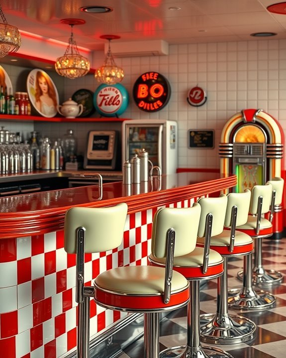 nostalgic retro diner bar