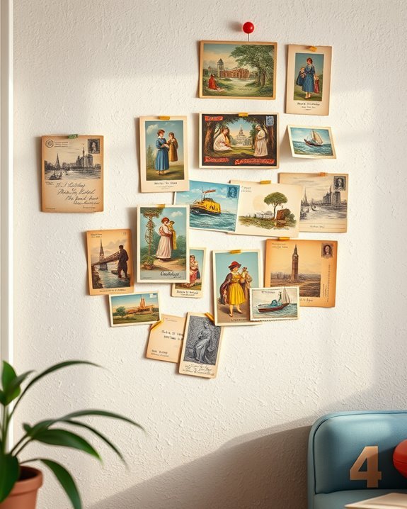 nostalgic vintage postcard display