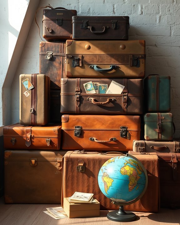 nostalgic vintage suitcase display