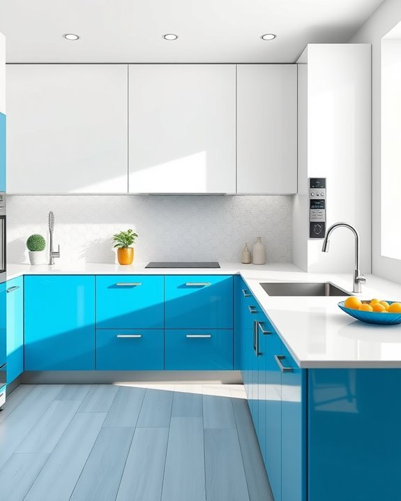ocean blue kitchen elegance