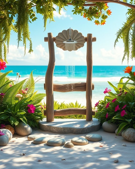 ocean themed outdoor shower design
