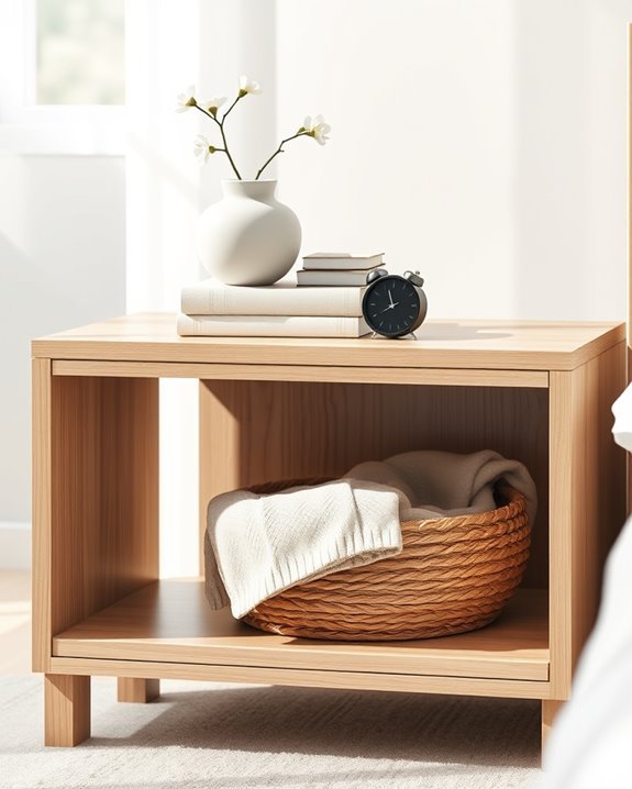 open shelved bedside table design