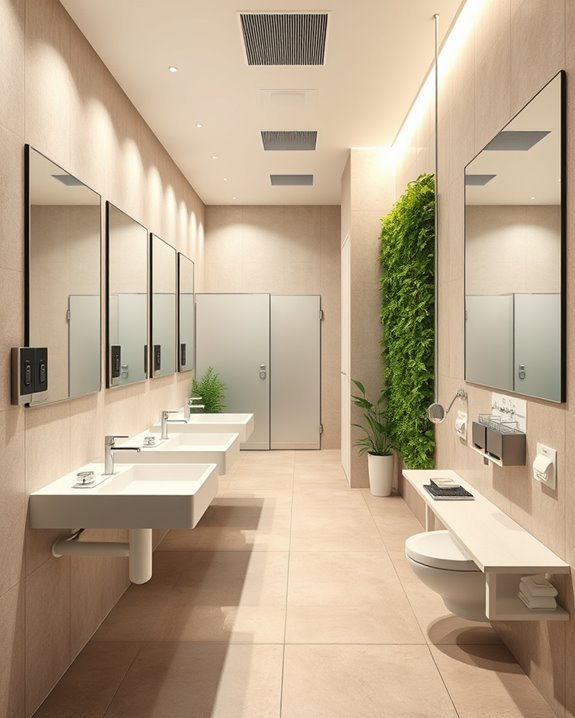 optimized commercial bathroom layouts