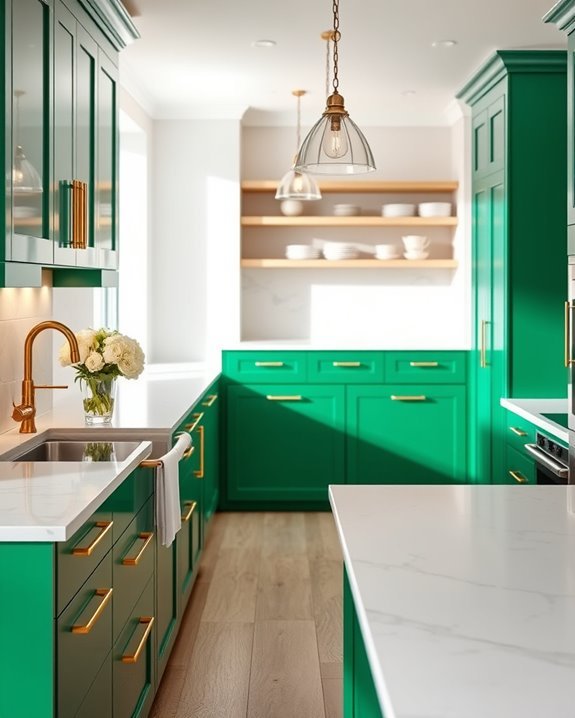 opulent emerald green kitchens