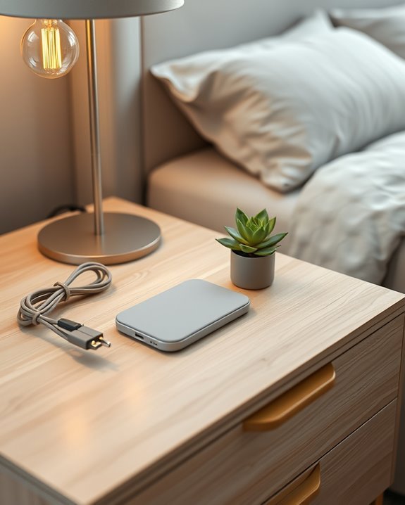 organized bedside charging station