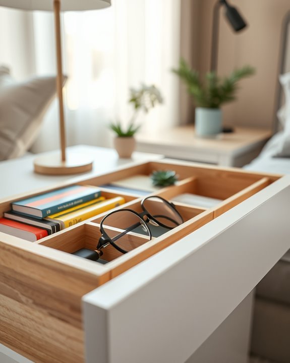 organized bedside table essentials