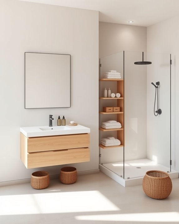organized minimalist bathroom solutions