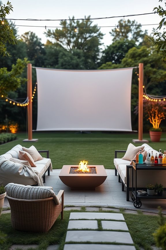 outdoor movie night setup