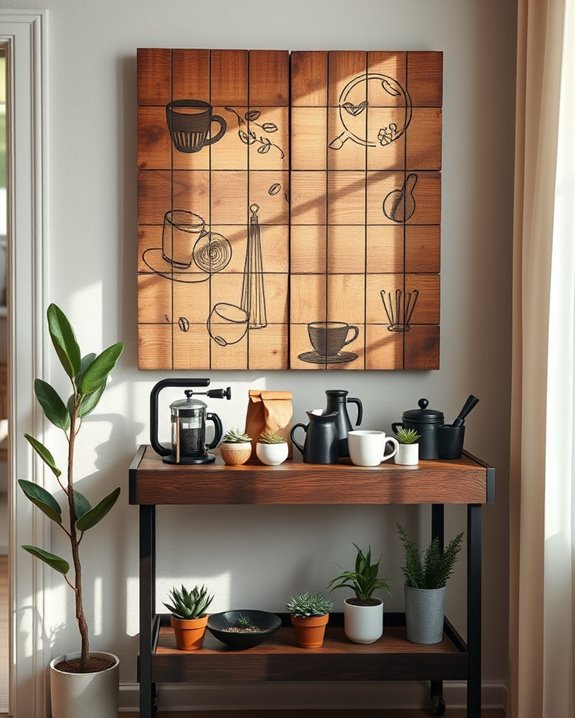 pallet art transforms coffee bar