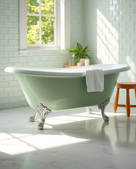 pastel tub enhances bathroom aesthetics