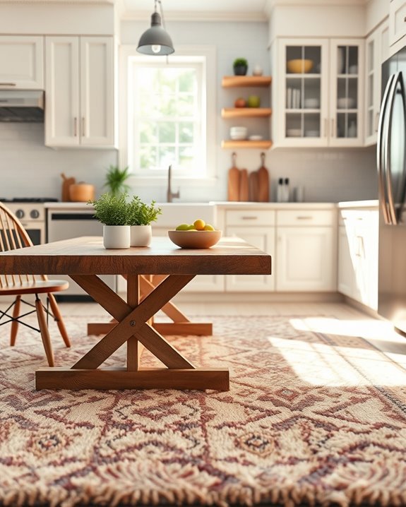 patterned rugs enhance kitchens