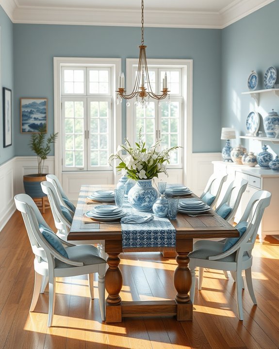 personalized blue and white accents