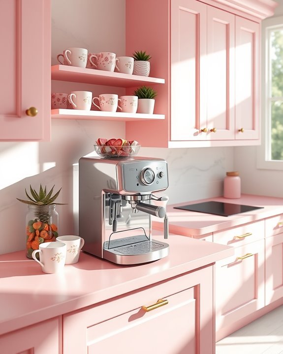 pink themed coffee station setup
