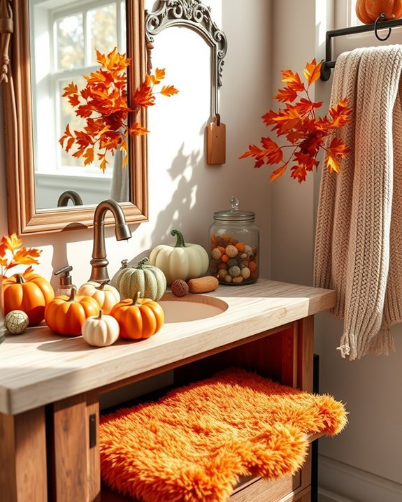 playful autumn bathroom decor