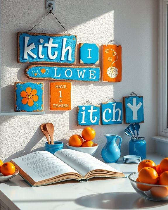 playful blue orange signage