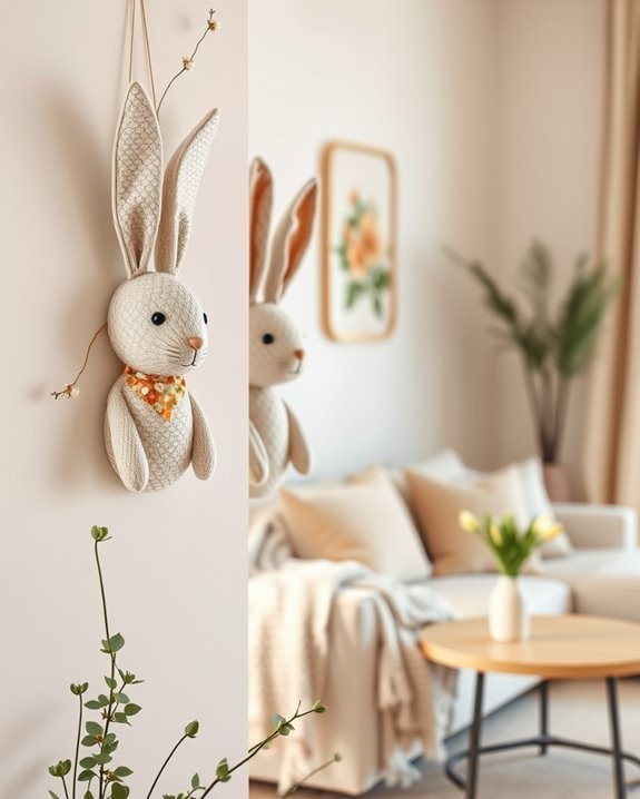 playful bunny wall decor