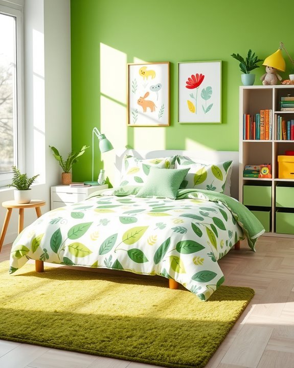 playful green bedding designs
