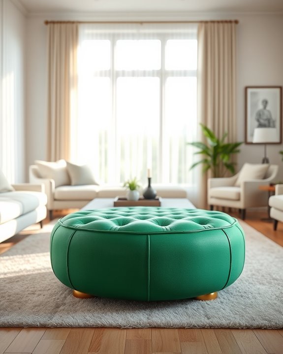 playful green gold ottoman