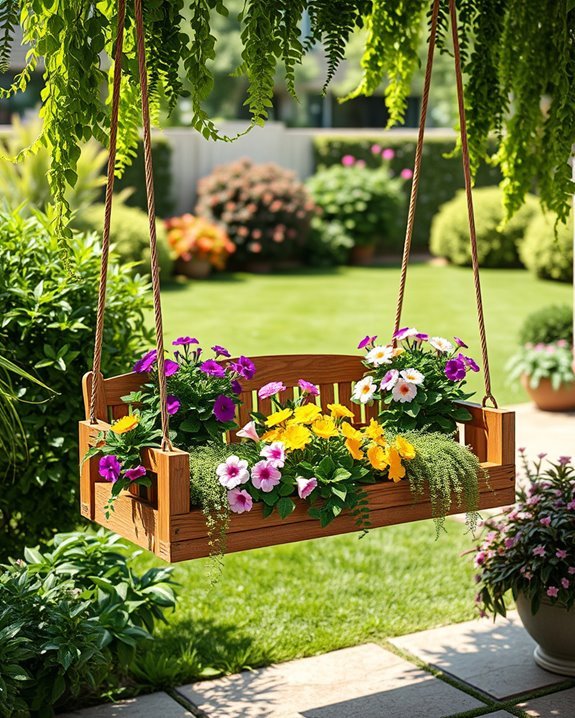 playful outdoor swing planters