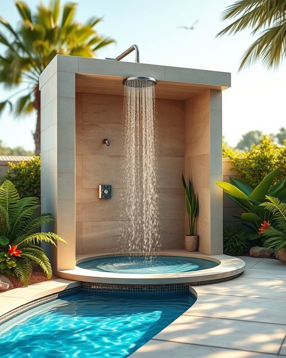 poolside shower with privacy