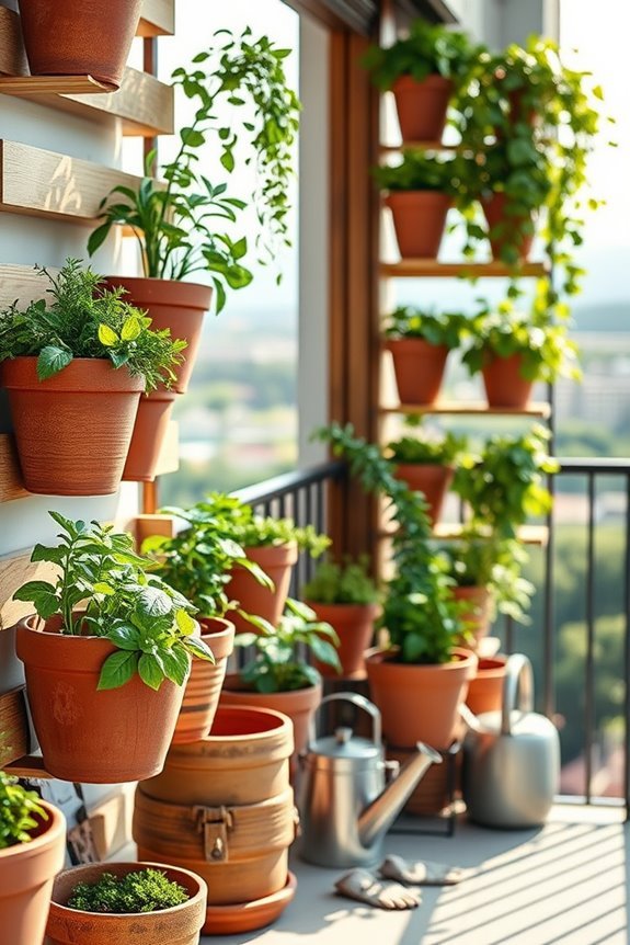 potted herb garden balcony