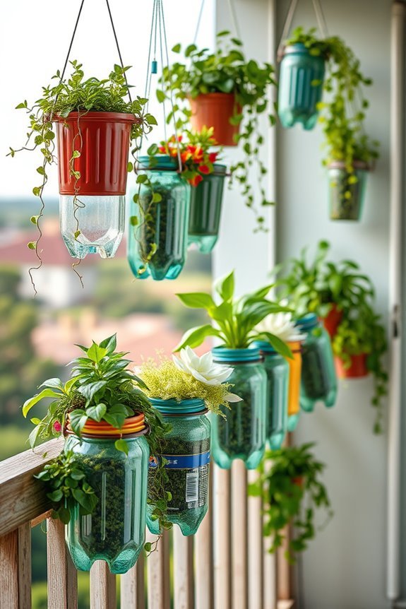 recycled bottle balcony planters