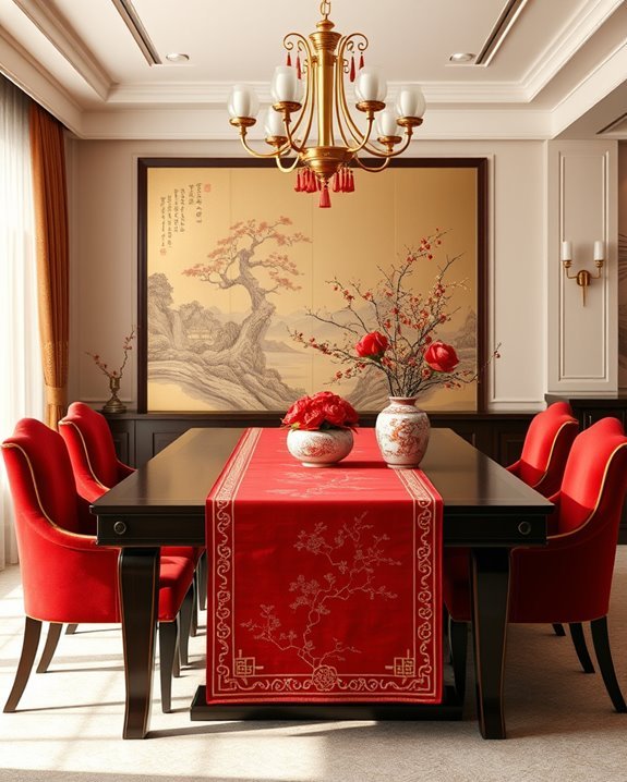 red and gold accents