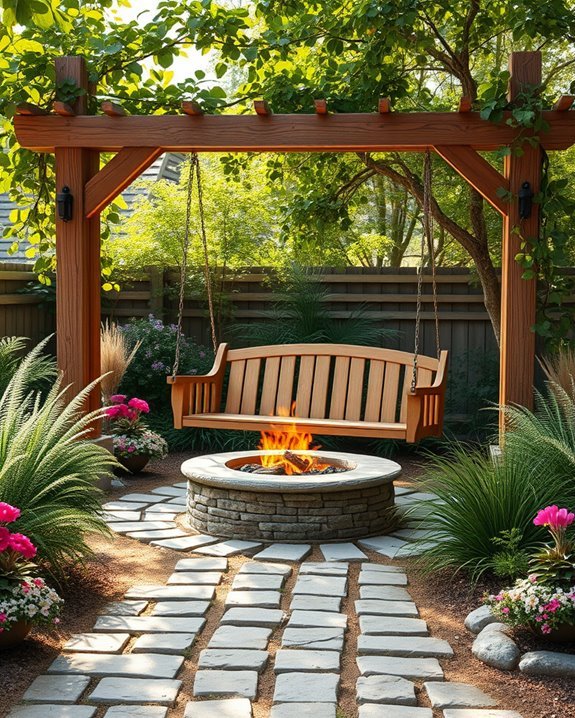 relaxation by fire pit