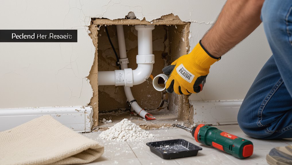 repairing broken drain pipe