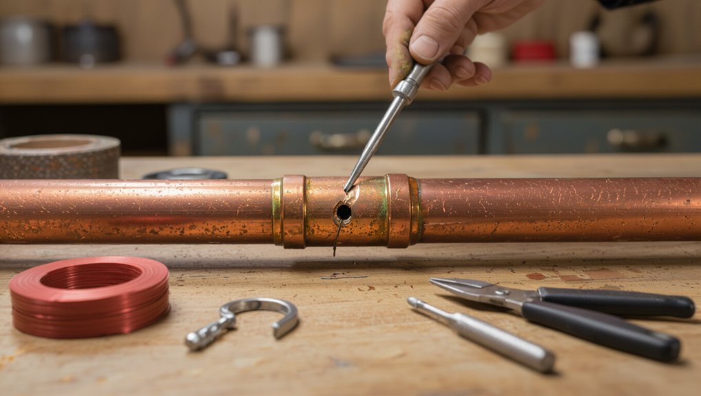 repairing small copper pipe hole