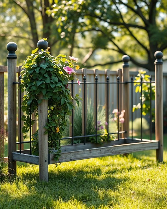 repurposed bed frame fence