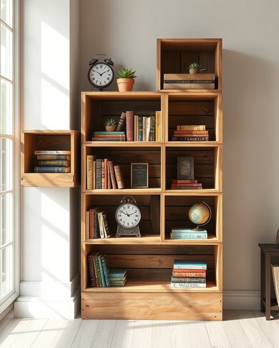 repurposed crate bookshelf project