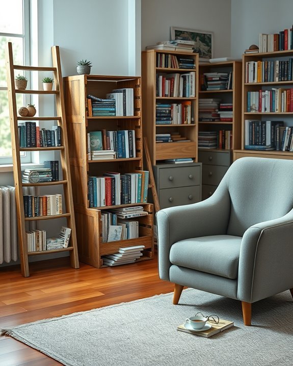 repurposed furniture for bookshelves
