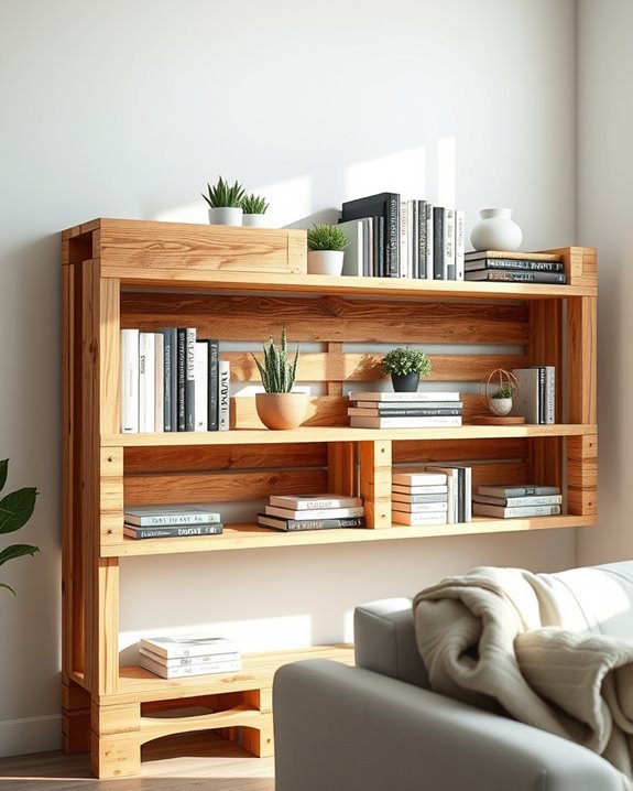 repurposed pallets for bookshelves